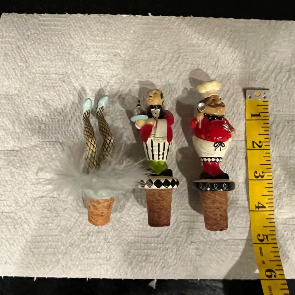Chef, Waiter and Fancy Legs Fun Wine Bottle Stoppers.